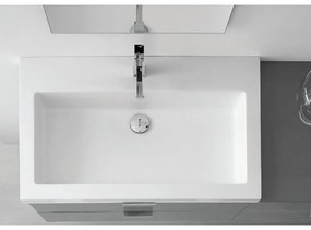 Lavabo d'appoggio rettangolare L 95 x H 11.5 x P 33 cm in ceramica bianco