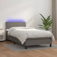 Giroletto Molle con Materasso e LED Grigio 90x190cm Similpelle 3134139