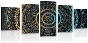 Quadri 5 pezzi – Mandala con motivo del sole