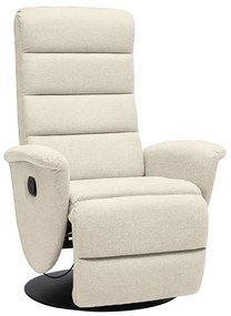 Poltrona relax girevole manuale in tessuto di ciniglia beige NELSON