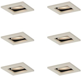 Set di 6 faretti da incasso moderni beige GU10 50mm orientabili e inclinabili - Qure