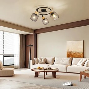 Brilagi - Faretto orientabile BASKLITE 3xE27/15W/230V, finitura legno di hevea/nero