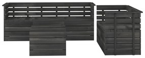 Set Divani da Giardino su Pallet 6 pz Legno Pino Grigio Scuro