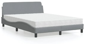 Letto Con Materasso Grigio Chiaro 140x200cm Tessuto /