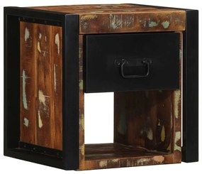 Comodino Multicolore 40x35x40 Cm İn Legno Massello Recupero /