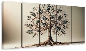 Quadri 5 pezzi – Albero della vita decorativo con ornamenti