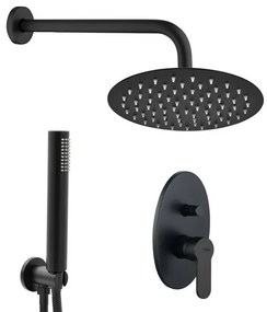 Set doccia completo nero opaco con soffione 20 cm e kit doccia incasso Paco
