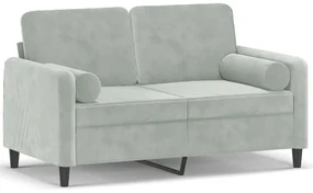 Divano a 2 posti con cuscini grigio chiaro 120 cm in velluto