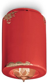 Plafoniera Vintage Ceramica Rossa 1 Luce E14