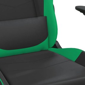 Sedia da Gaming Massaggiante Nero e Verde in Similpelle