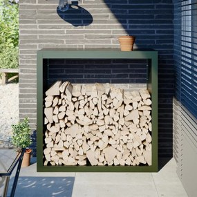 Rastrelliera Per Legna Da Ardere Verde 100x40x100 Cm İn Acciaio /