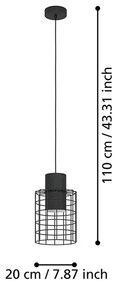 Lampadario Industrial Milligan Piccolo 1 Luce Acciaio Nero E Bianco