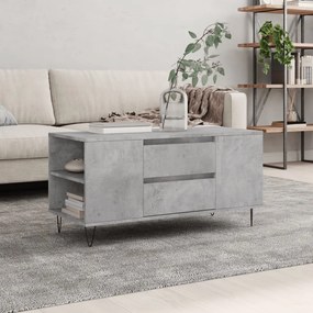 Tavolino salotto grigio cemento 102x44,5x50cm legno multistrato