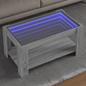 Tavolino salotto con led grigio sonoma 93x53x45 cm multistrato