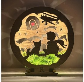 Li-Go 23634/DUB2 - Decorazione da tavolo a LED dimmerabile, 12W/230V, 20x22 cm, rovere