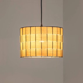 HELAM Lampada a sospensione Atlanta, colore rovere, Ø 30 cm, tessuto, E27