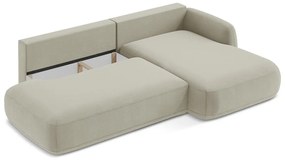 Divano angolare beige allungabile (con penisola a destra/con chaise lounge) Hale – Makamii