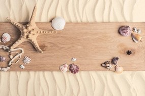 Carta da parati – Tesori del mare su legno