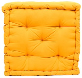 Cuscino da pavimento Futon Pouf Flexible effetto cotone giallo / dorato 60 x 60 cm