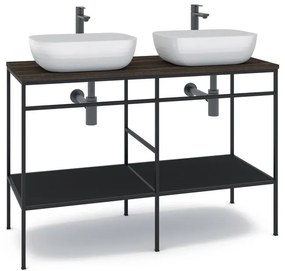 Mobile sottolavabo e lavabo Outline per doppia vasca nero L 120 x H 92 x P 45.5 cm