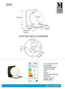 Lampada da parete nera Zenit - Markslöjd