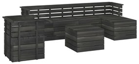 Set divani da giardino su pallet 7 pz legno pino grigio scuro