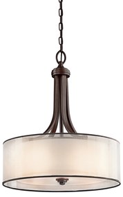 Lampadario Contemporaneo Lacey Acciaio Bronzo Antico Tessuto 4 Luci E27