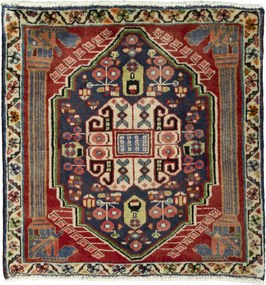 Shiraz Tappeto 60x60 Blu (Iran) Annodato A Mano