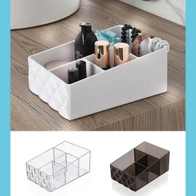 Organizer porta trucchi e cosmetici in plastica bianca con 4 scomparti