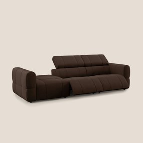 Giotto Divano con terminale e opzione relax elettrico in microfibra effetto velluto impermeabile T09 marrone