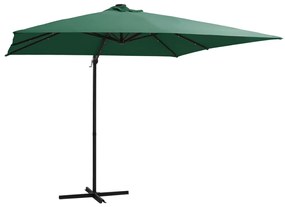 Ombrellone A Sbalzo Con Led E Palo İn Acciaio 250x250 Cm Verde /