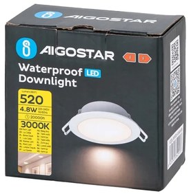 Aigostar - Lampada LED da incasso per bagni LED/4,8W/230V 3000K bianco IP65