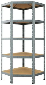 Scaffale in kit 5 ripiani Pokerino angolare L 66 x P 40 x H 180 cm grigio, portata per ripiano 200 kg