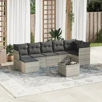 Set Divano da Giardino 8pz con Cuscini Grigio Chiaro Polyrattan 3249821