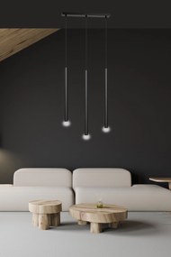 Lampadario 3 Luci Moderno Selter Acciaio Nero E Paralumi A Cilindri Sottili