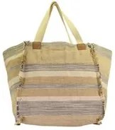 Borsa tessuto naturale crema blu con manici cm 46/60x5h39/60