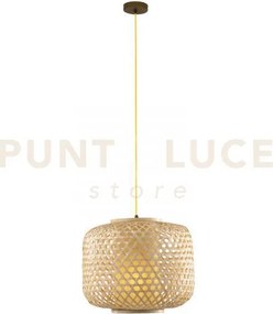 Lampadario a sospensione zen  in bambu' e diffusore in termoplastic...