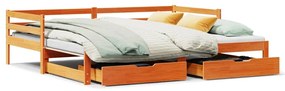 Dormeuse Letto Estraibile E Cassetti Marrone Cera 90x200cm Pino /
