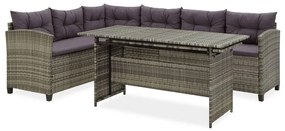 Set Divani da Giardino 2 pz con Cuscini in Polyrattan Grigio