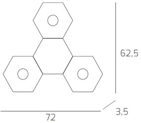 Plafoniera Moderna 4 Moduli Hexagon Metallo Grigio 3 Luci Led 12X3W