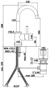 Paffoni Birillo Bi077 Miscelatore lavabo Monocomando Canna ad ombrello Orientabile E Scarico Automatico Cromo