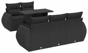 Set divano da giardino 6 pz con cuscini nero in polyrattan
