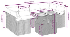 Set divani da giardino 7 pz con cuscini beige in polyrattan