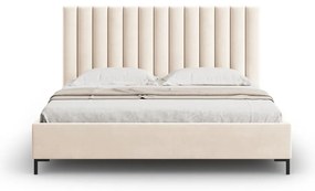 Letto matrimoniale imbottito beige con contenitore con griglia 160x200 cm Casey - Mazzini Beds
