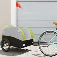 Rimorchio da Bici da Carico Nero e Verde 45 kg in Ferro 94130