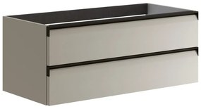 Mobile da bagno sospeso sotto lavabo L 99.5 x H 40 x P 45.5 cm beige laccato opaco, 2 cassetti Fusion