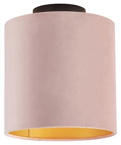 Plafoniera con paralume in velluto rosa antico con oro 20 cm - Combi Black