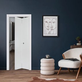Porta pieghevole a libro simmetrica RANK bianco L 80 x H 210 cm destra