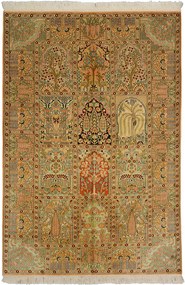 Cashmere Silk Tappeto 190x130 Beige (Indian) Annodato A Mano
