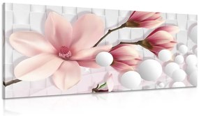 Stampa su tela – Magnolia con elementi astratti